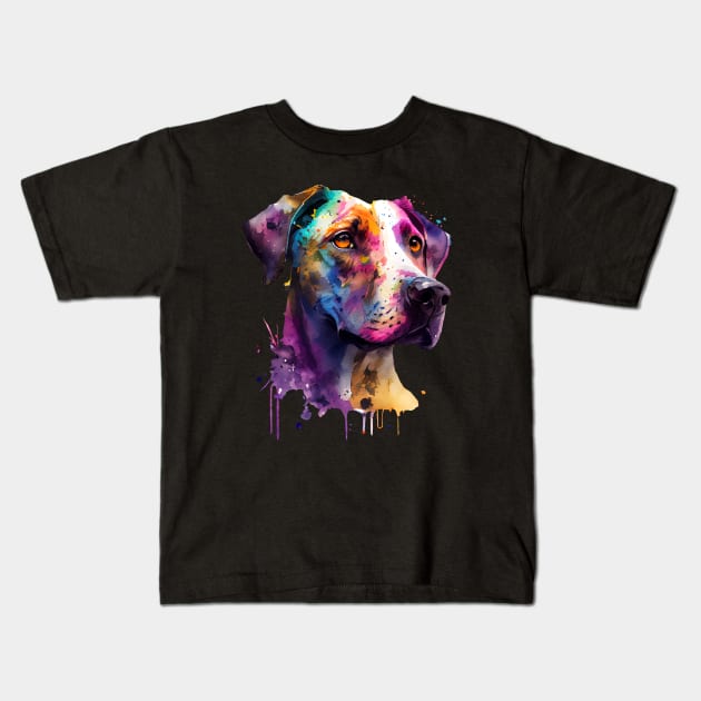 Great Dane Dog Colourful Art | Watercolor Painting of the Great Dane Kids T-Shirt by KOTOdesign